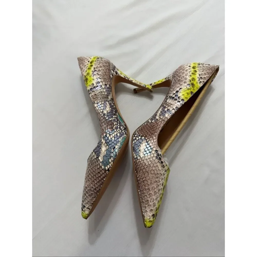 Kate Spade Valerie Lemon Sorbet Faux Pearlized Snake Heels Size 11 B New